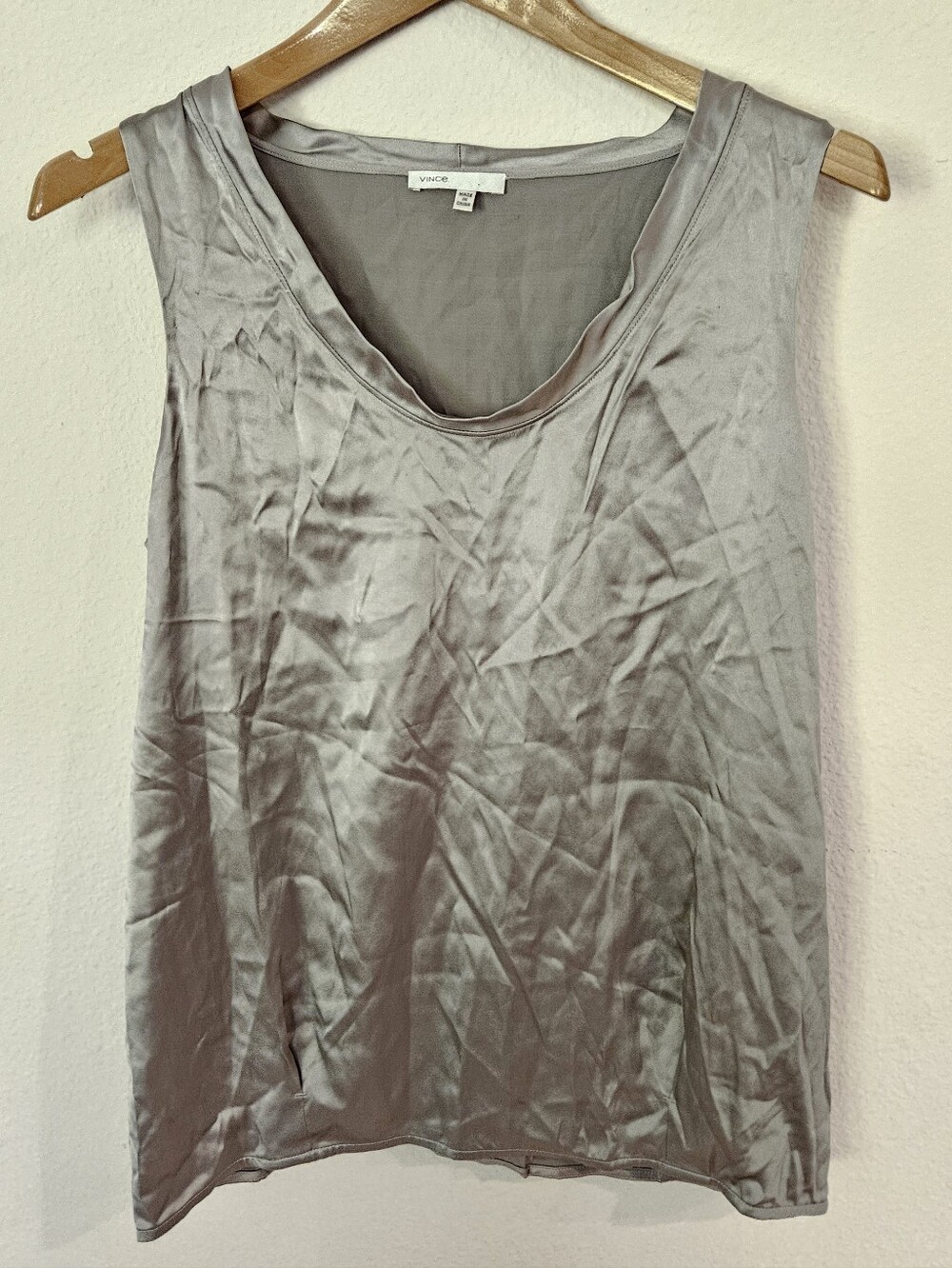 Vince Silver Gray Satin Tank Camisole